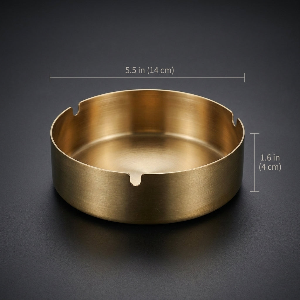 QuanTia Round Cigar Ashtray — Brushed Gold