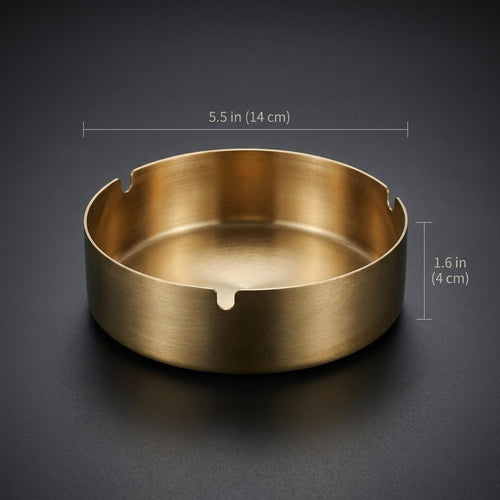 QuanTia Round Cigar Ashtray — Brushed Gold