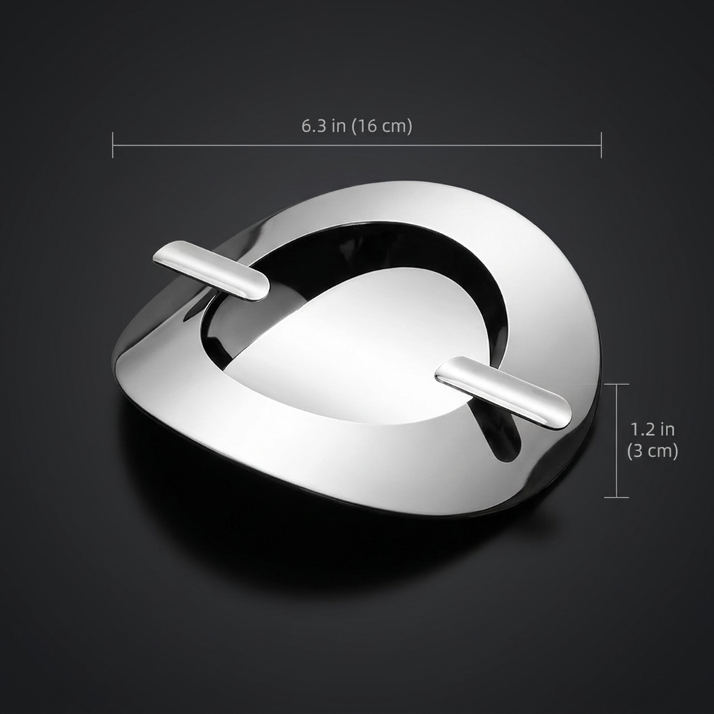 QuanTia Cigar Ashtray — Mirror Silver